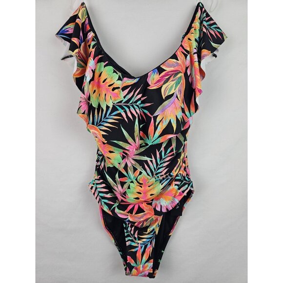 La Blanca Womens One Piece Swimsuit Size 6 Pink Leaves Off Shoulder Swim UPF 50+ - Picture 1 of 9
